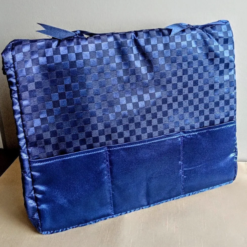 NaRaYa Blue Satin Bag with Braided Double Handle
